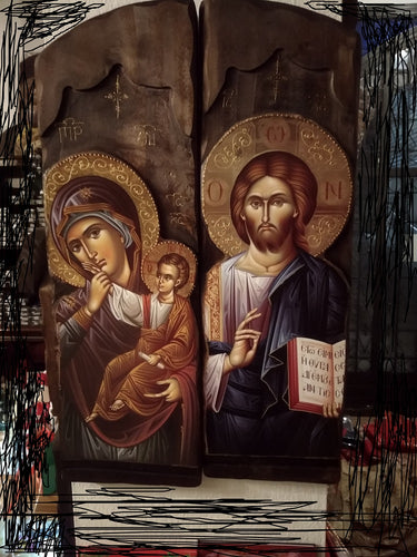 2 Icons Virgin Mary & Jesus Christ Orthodox Unique Icons  - Jungfrau Maria und Jesus Christus orthodoxe einzigartige Ikonen - 2 Ikonen -  Дева Мария и Иисус Христос  Уникальные Православные Иконы