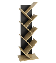 Bücherregal Modern Design 7Ablagefächer Einfacher Aufbau schwarz/eiche 42x125x26