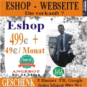 Eshop erstellen. Aufbau der Eshop Website mit 499 Euro + ABO