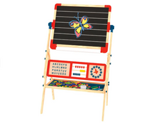 Kinder Standtafel doppelseitig Echtholz Spiel-Lern-Kreidetafel Magnettafel Zählr